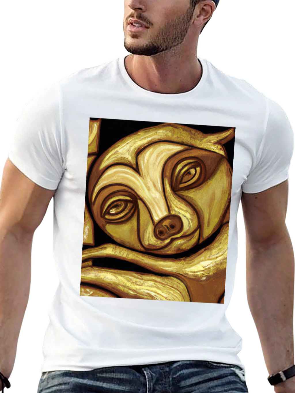 Golden Sloth Graphic Tee - Unique Animal Art