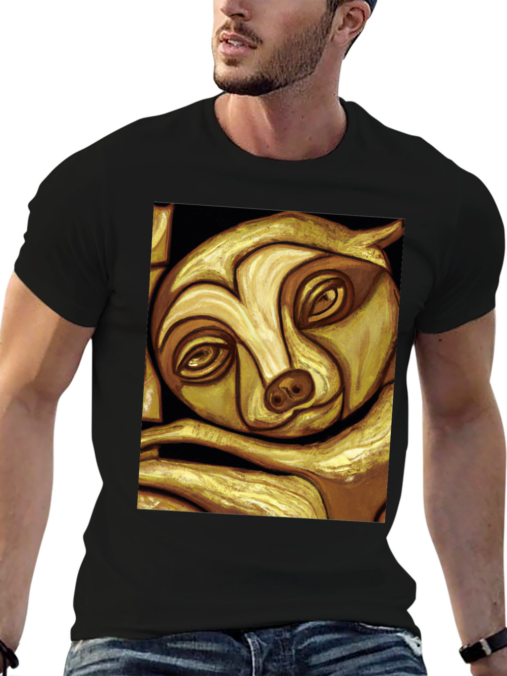 Golden Sloth Graphic Tee - Unique Animal Art