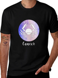 Cancer Zodiac Graphic Tee - Black