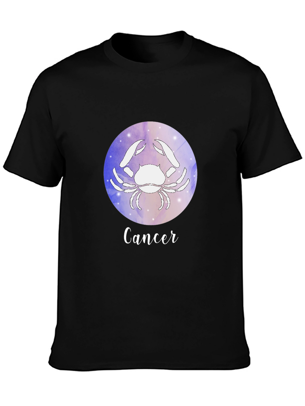 Cancer Zodiac Graphic Tee - Black