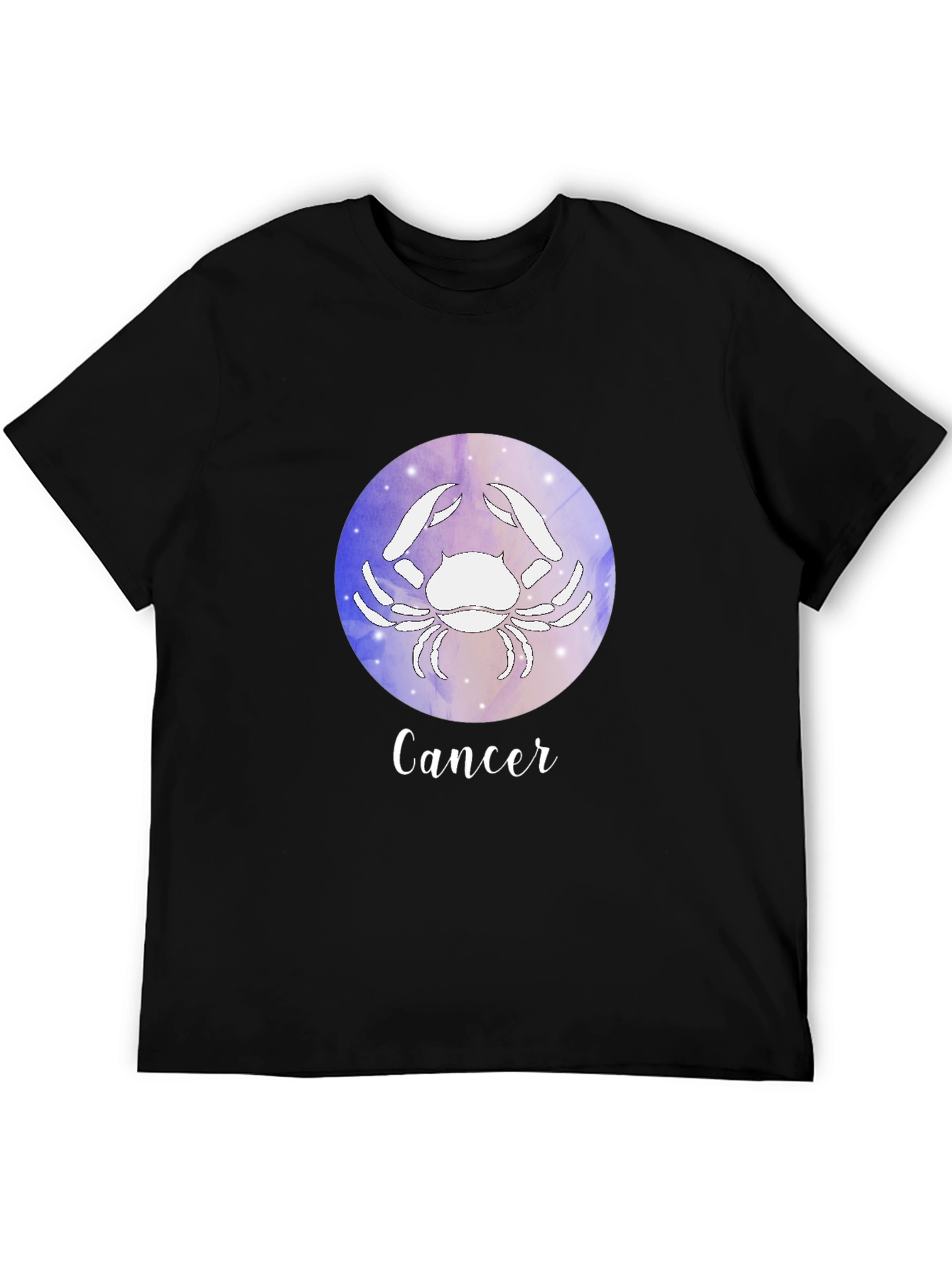Cancer Zodiac Graphic Tee - Black
