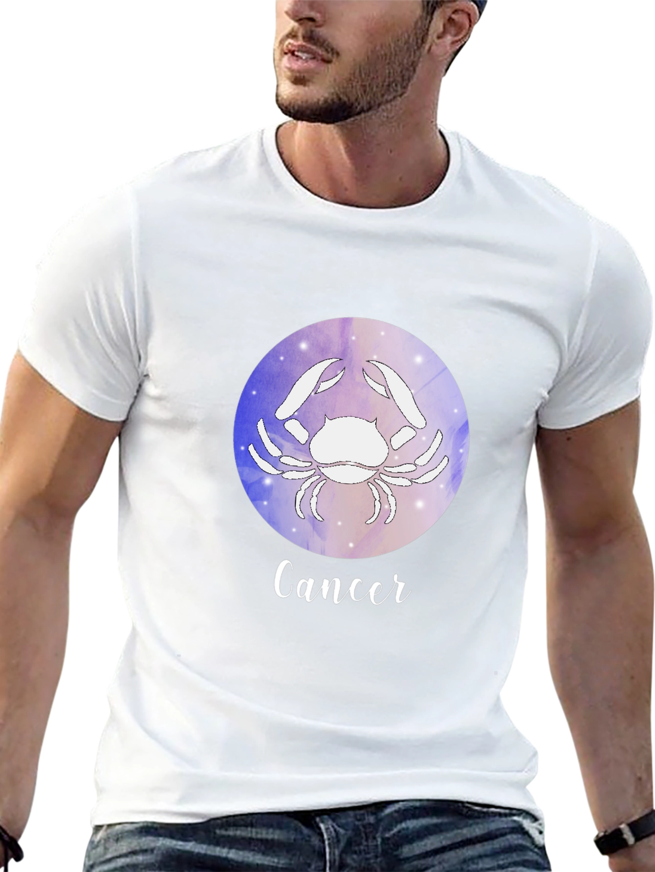 Cancer Zodiac Graphic Tee - Black