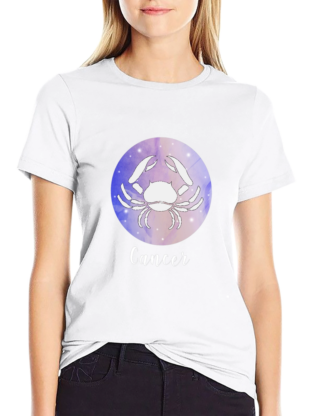 Cancer Zodiac Graphic Tee - Black