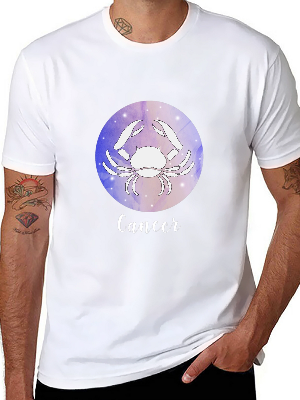 Cancer Zodiac Graphic Tee - Black