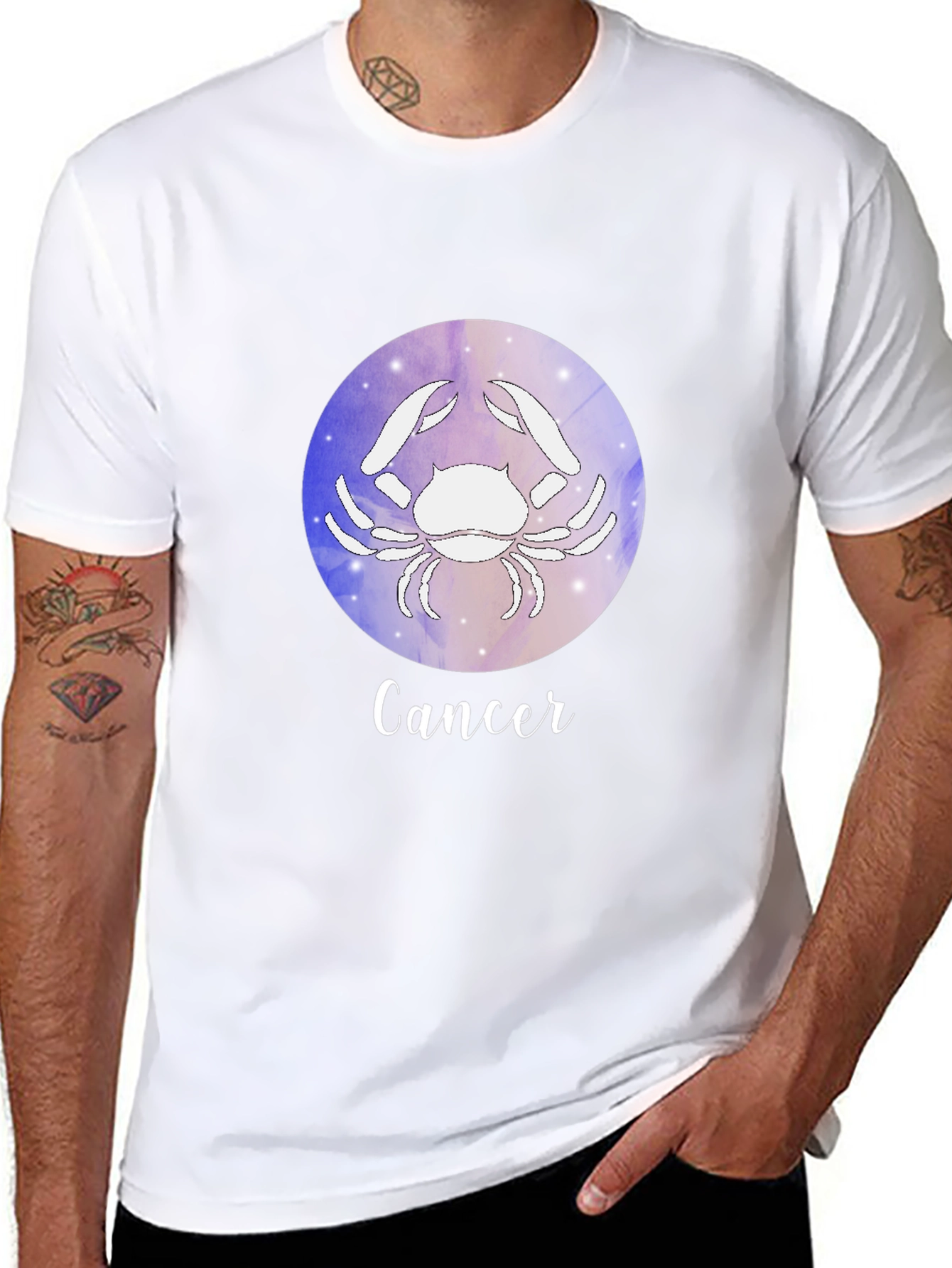 Cancer Zodiac Graphic Tee - Black
