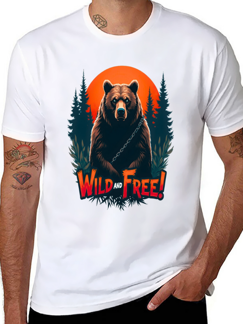 Wild & Free Bear Graphic Tee - Black