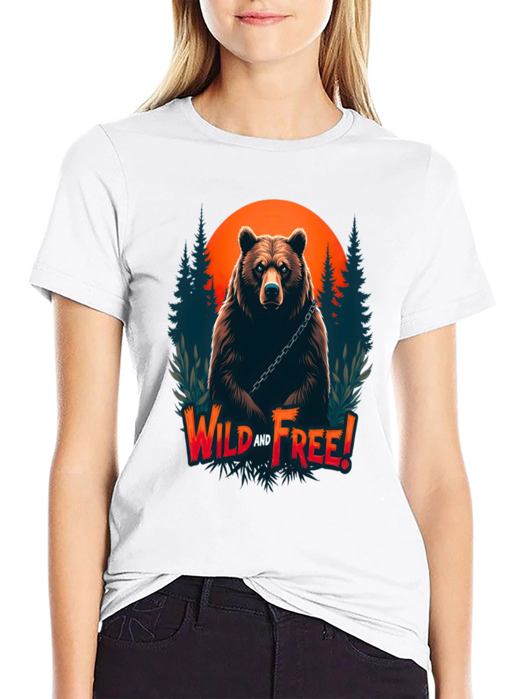 Wild & Free Bear Graphic Tee - Black