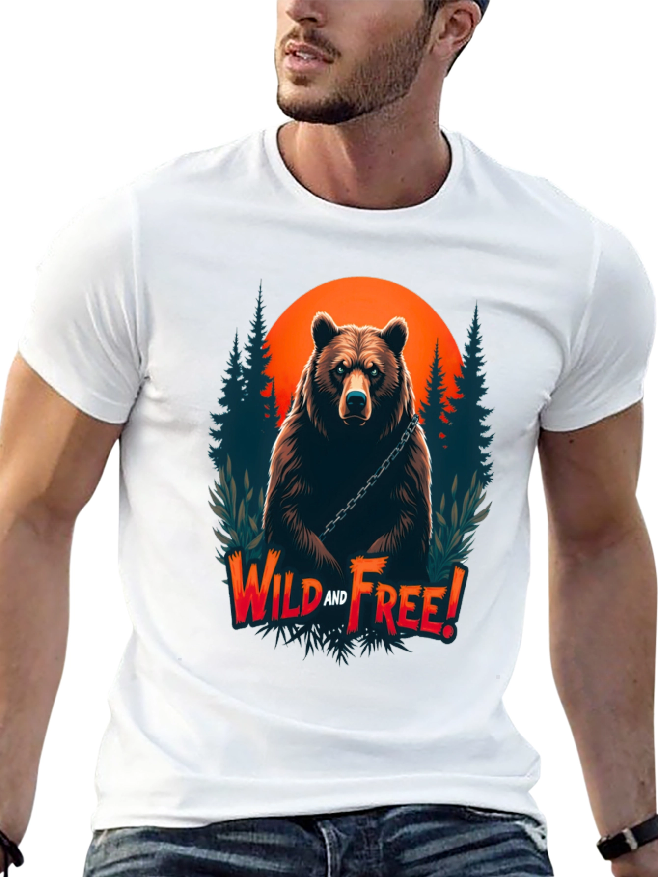 Wild & Free Bear Graphic Tee - Black