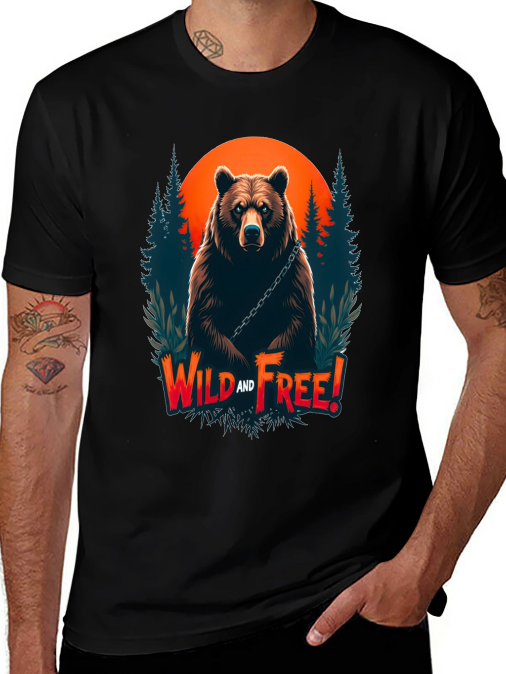 Wild & Free Bear Graphic Tee - Black