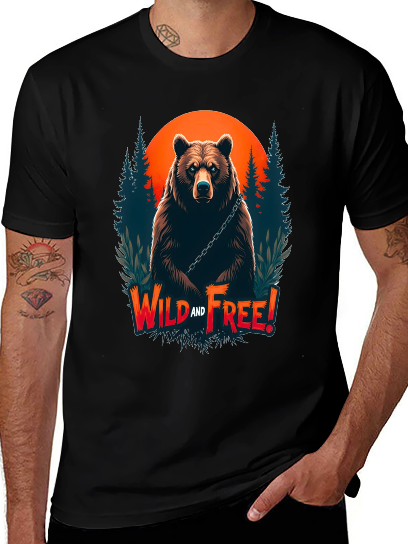 Wild & Free Bear Graphic Tee - Black