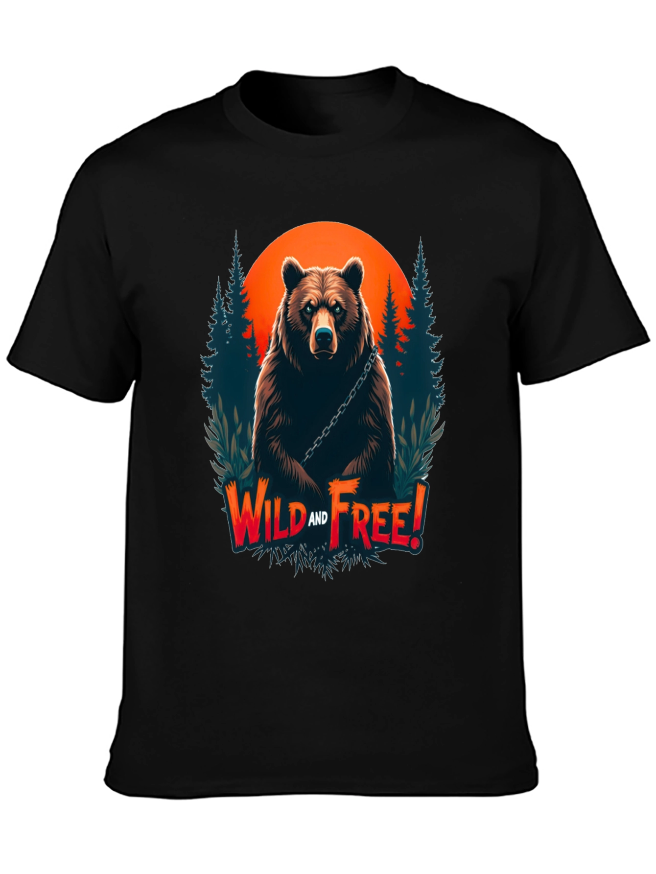 Wild & Free Bear Graphic Tee - Black
