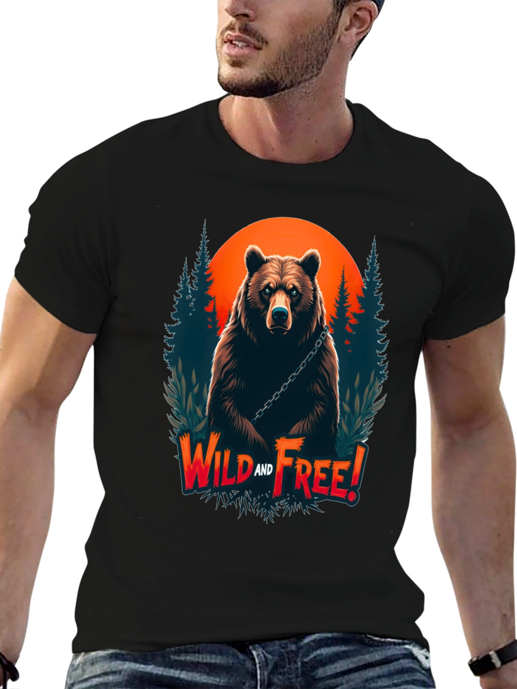 Wild & Free Bear Graphic Tee - Black