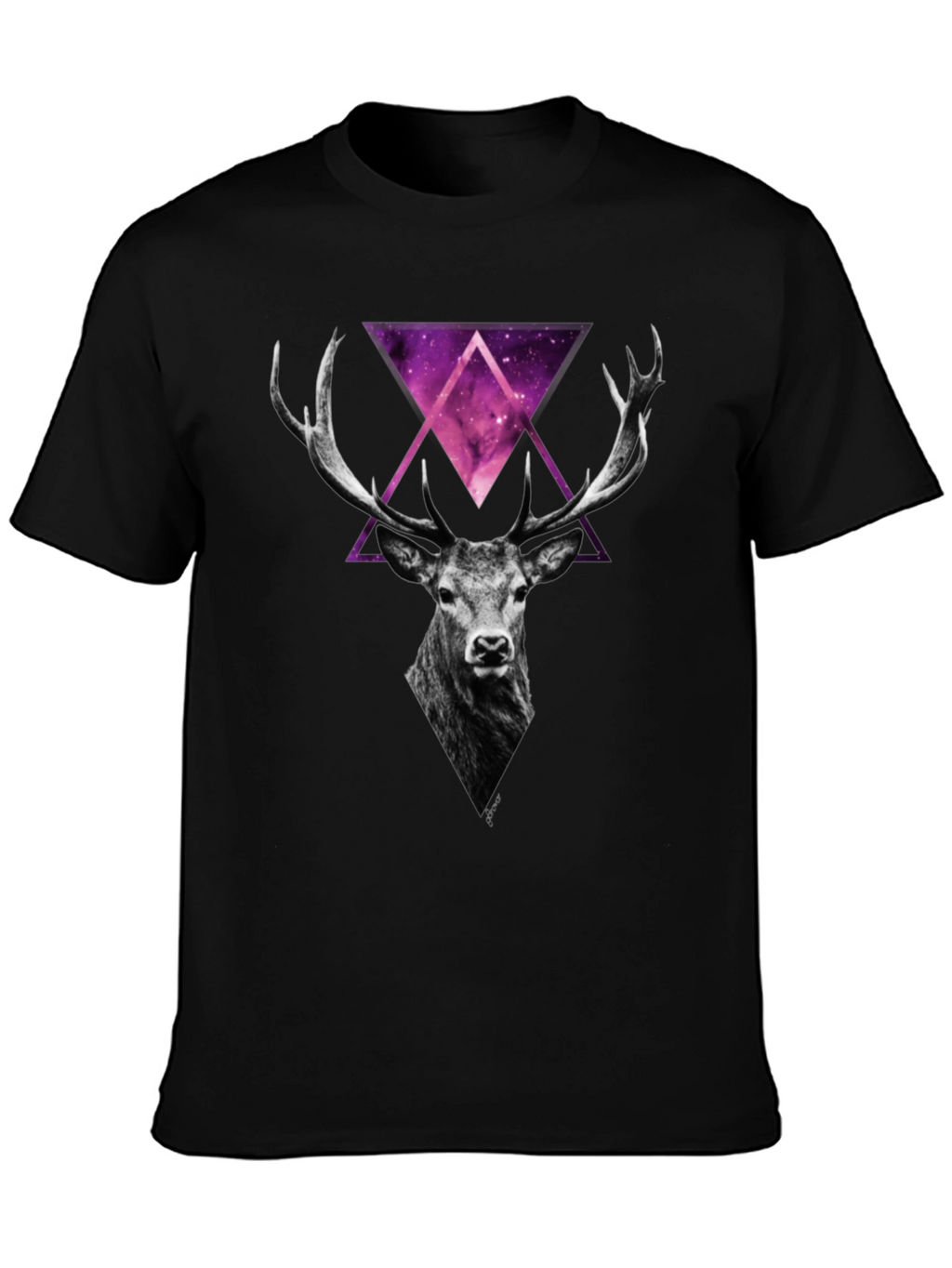 Deer Galaxy Graphic Print T-Shirt - Mens Black Tee