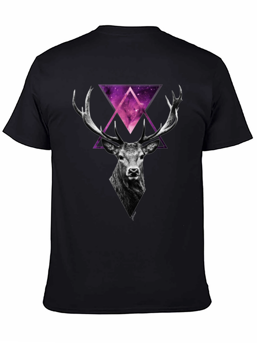 Deer Galaxy Graphic Print T-Shirt - Mens Black Tee