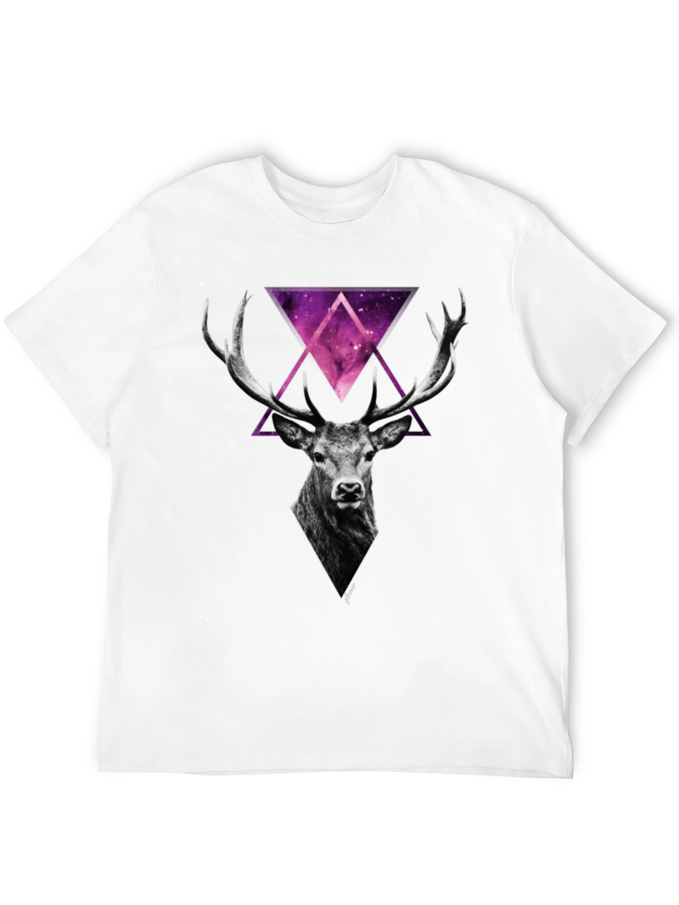 Deer Galaxy Graphic Print T-Shirt - Mens Black Tee