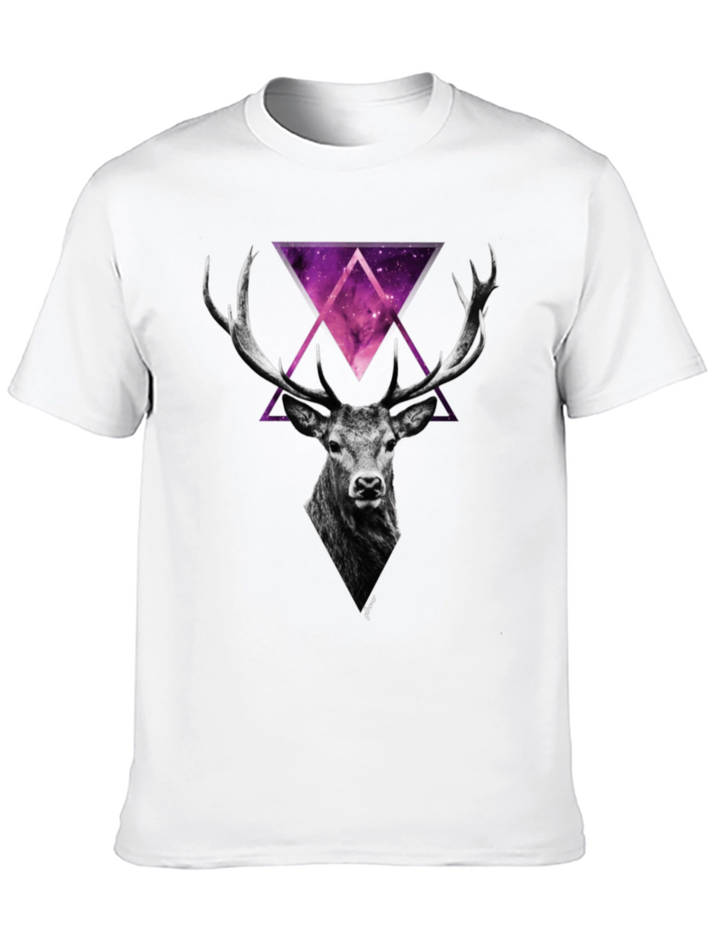 Deer Galaxy Graphic Print T-Shirt - Mens Black Tee