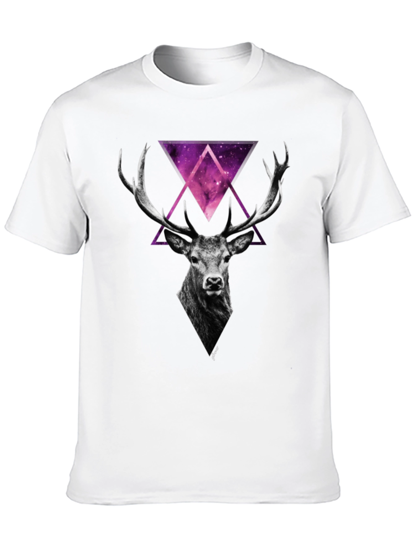 Deer Galaxy Graphic Print T-Shirt - Mens Black Tee