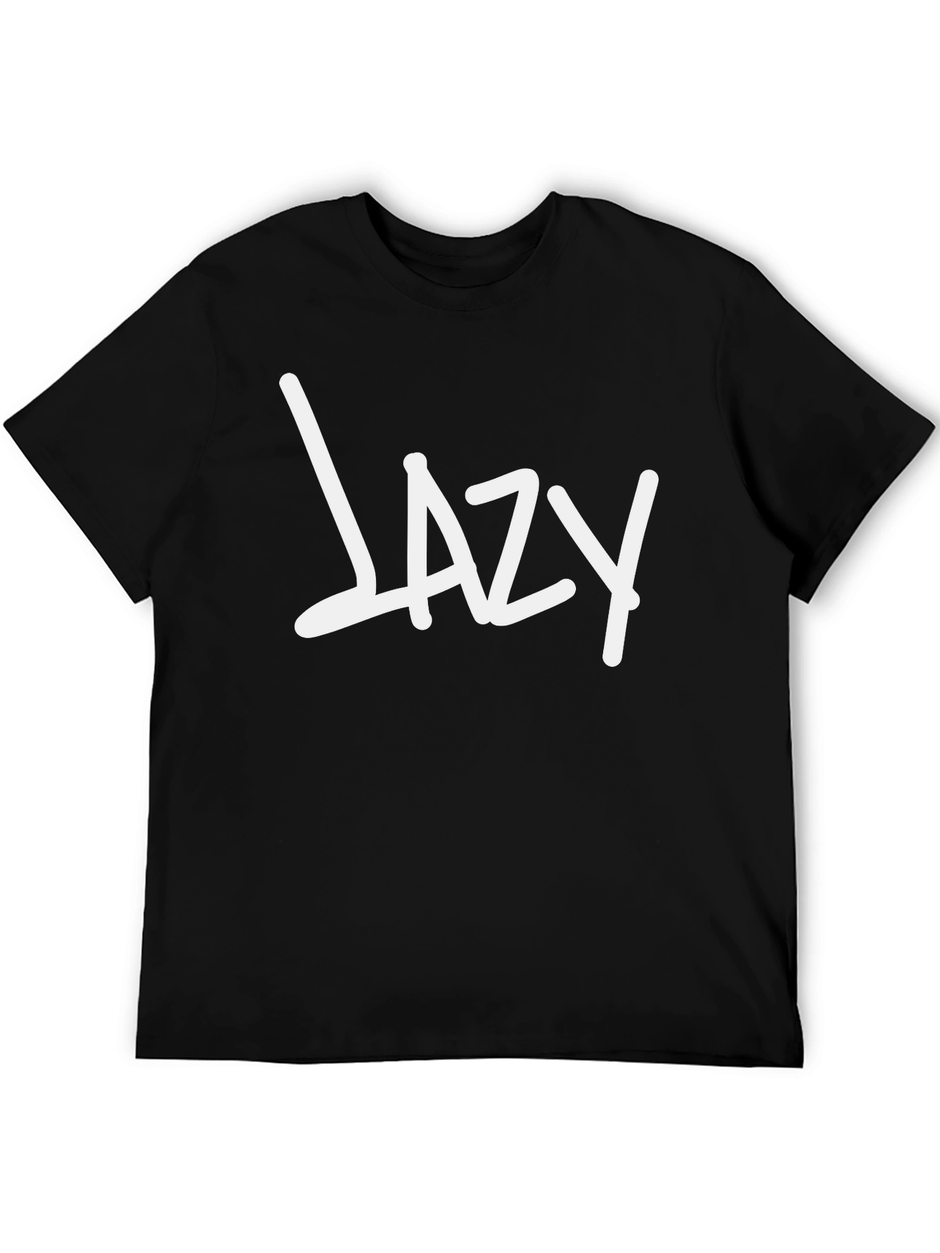 Lazy Graphic Tee - Black Cotton Casual Wear