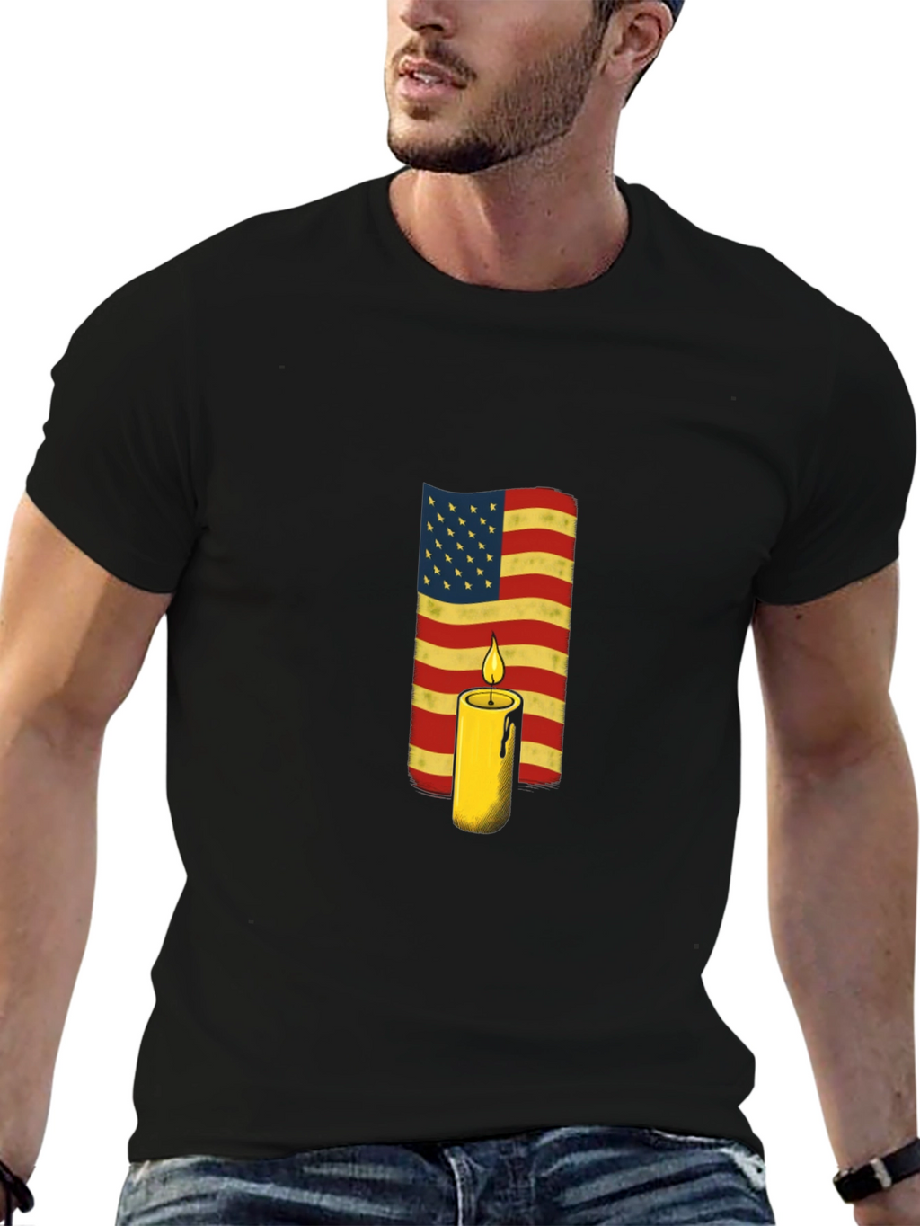 American Flag Candle T-Shirt