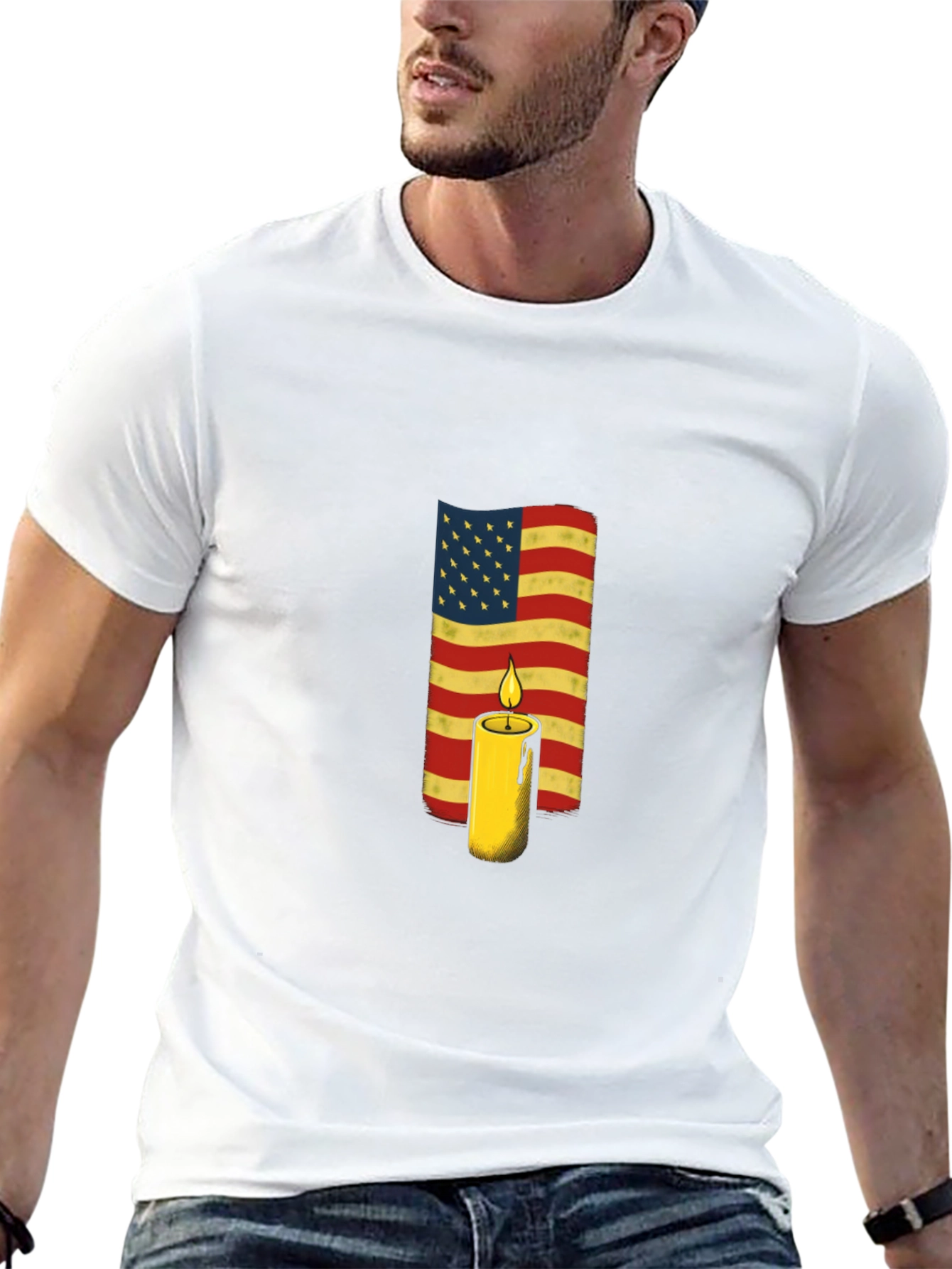 American Flag Candle T-Shirt