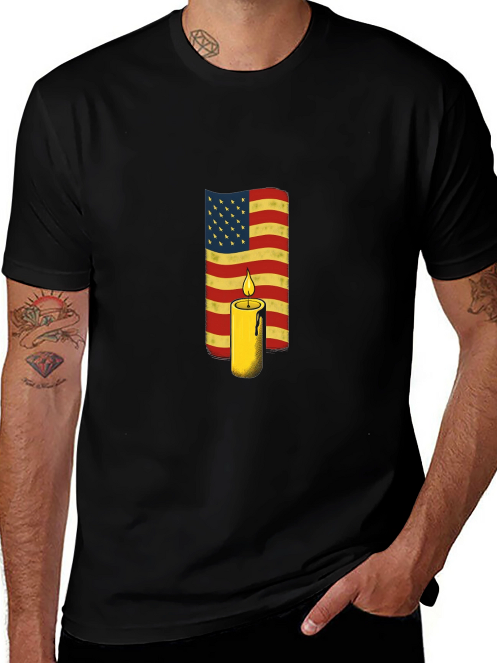 American Flag Candle T-Shirt