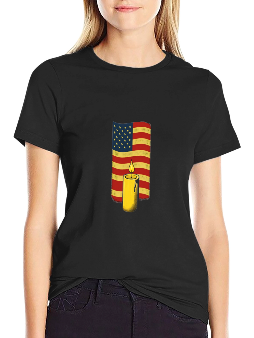 American Flag Candle T-Shirt
