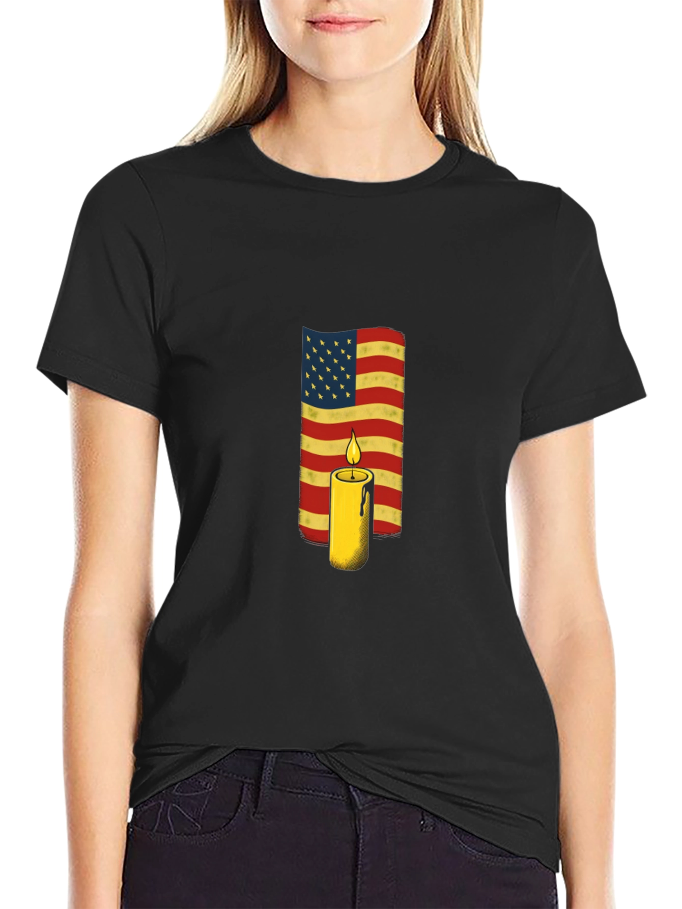 American Flag Candle T-Shirt