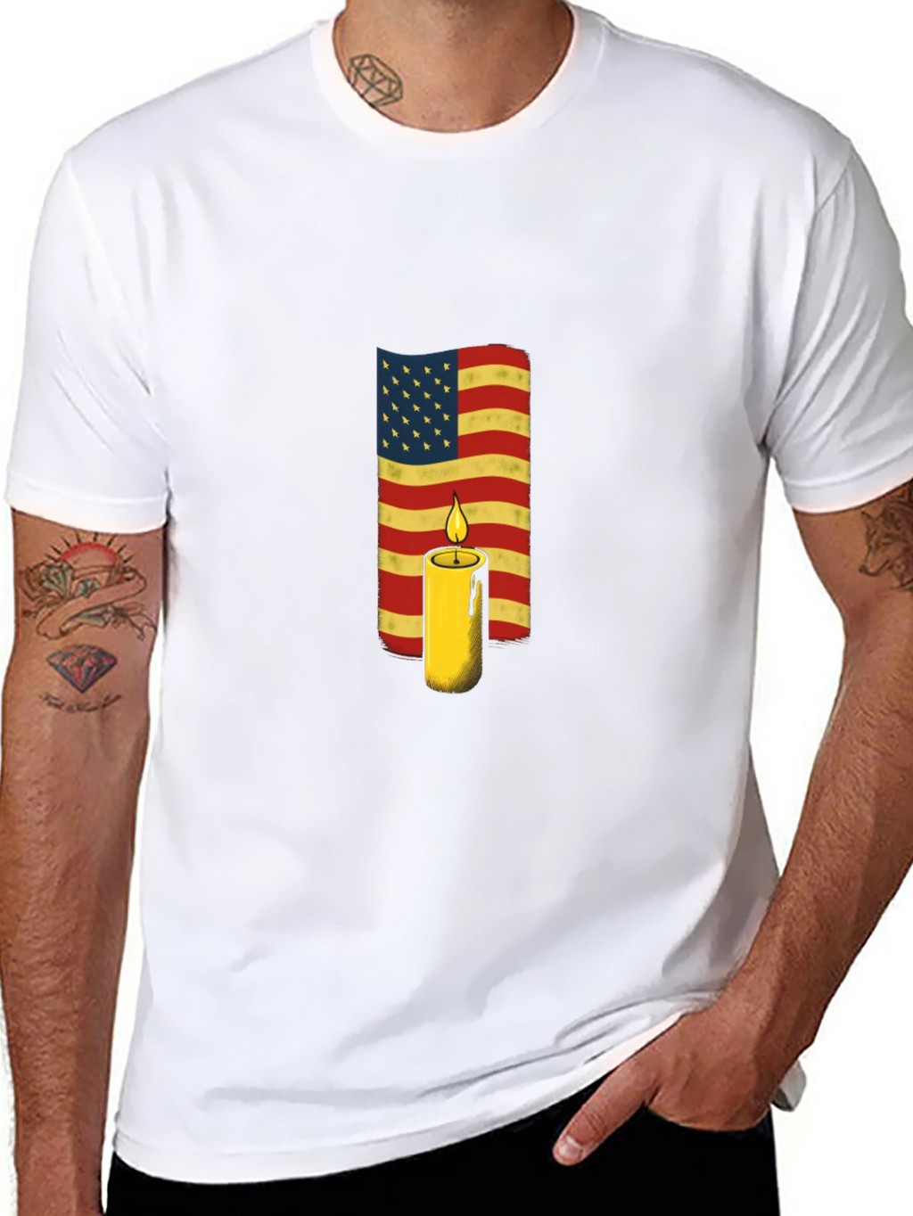 American Flag Candle T-Shirt
