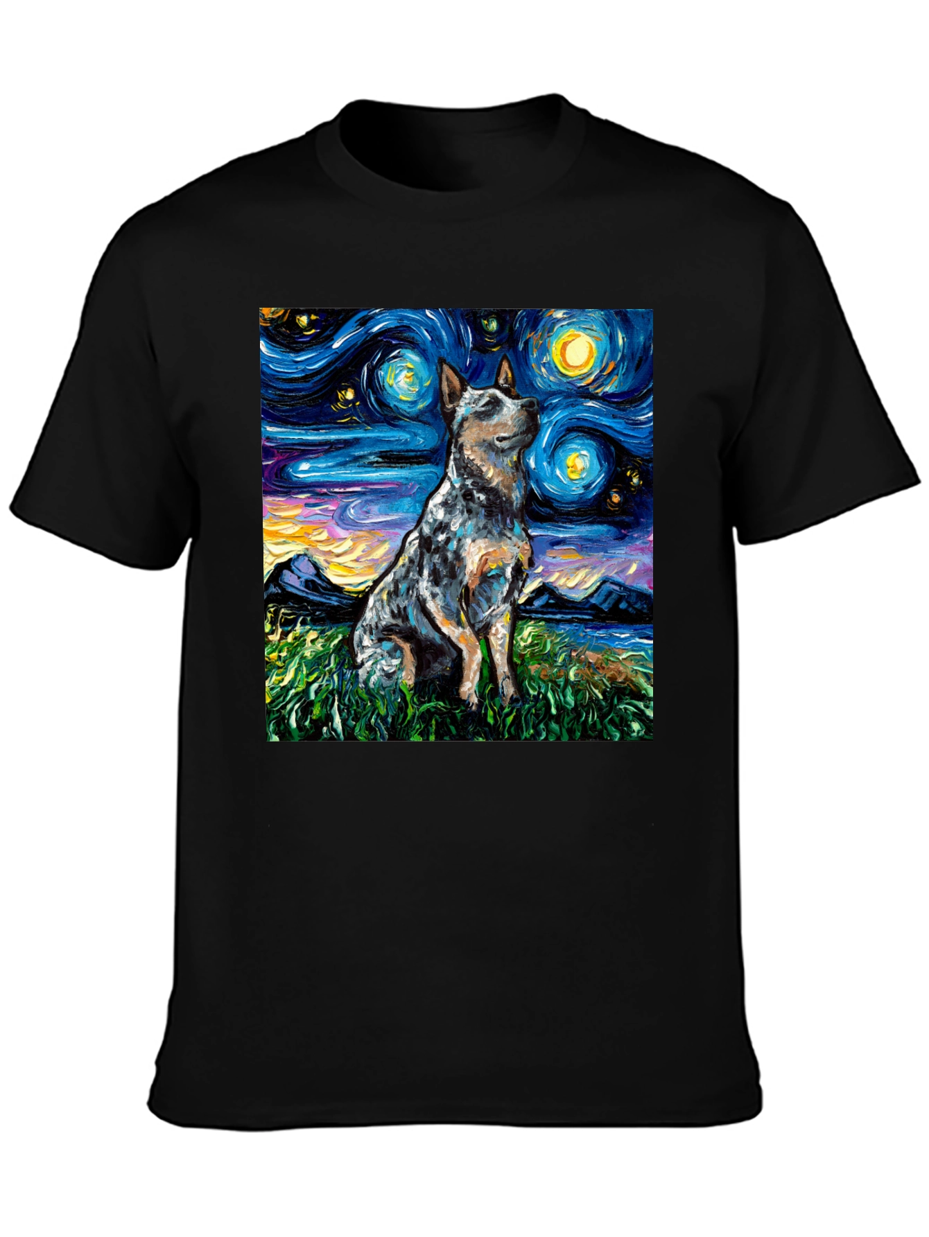 Starry Night Dog Art T-Shirt
