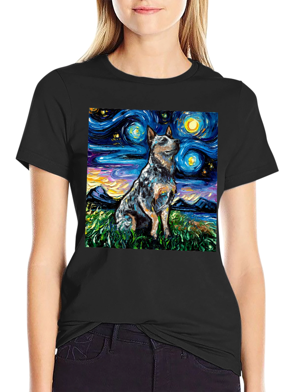 Starry Night Dog Art T-Shirt