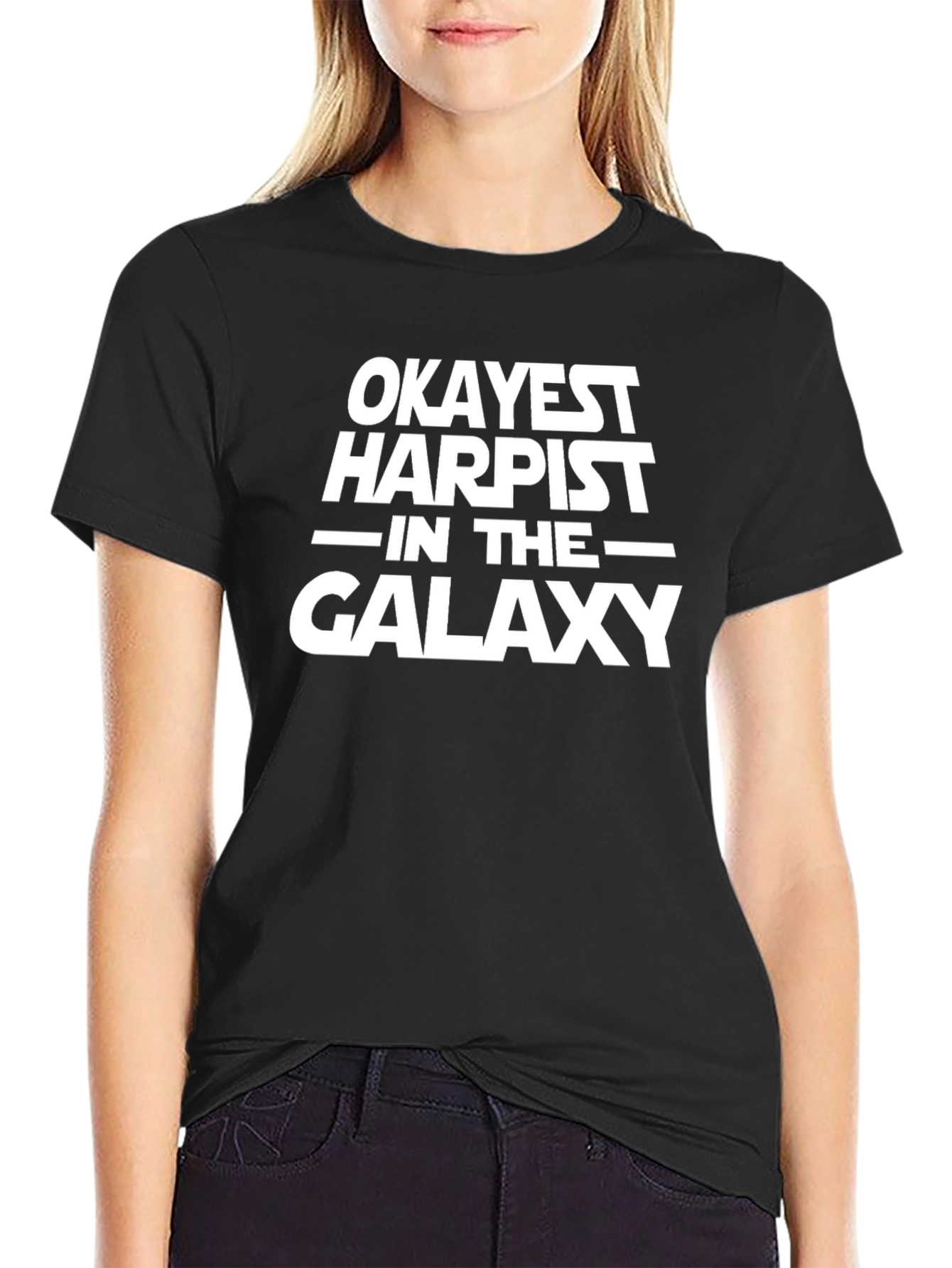 Okayest Harpist in the Galaxy T-Shirt - Funny Music Tee