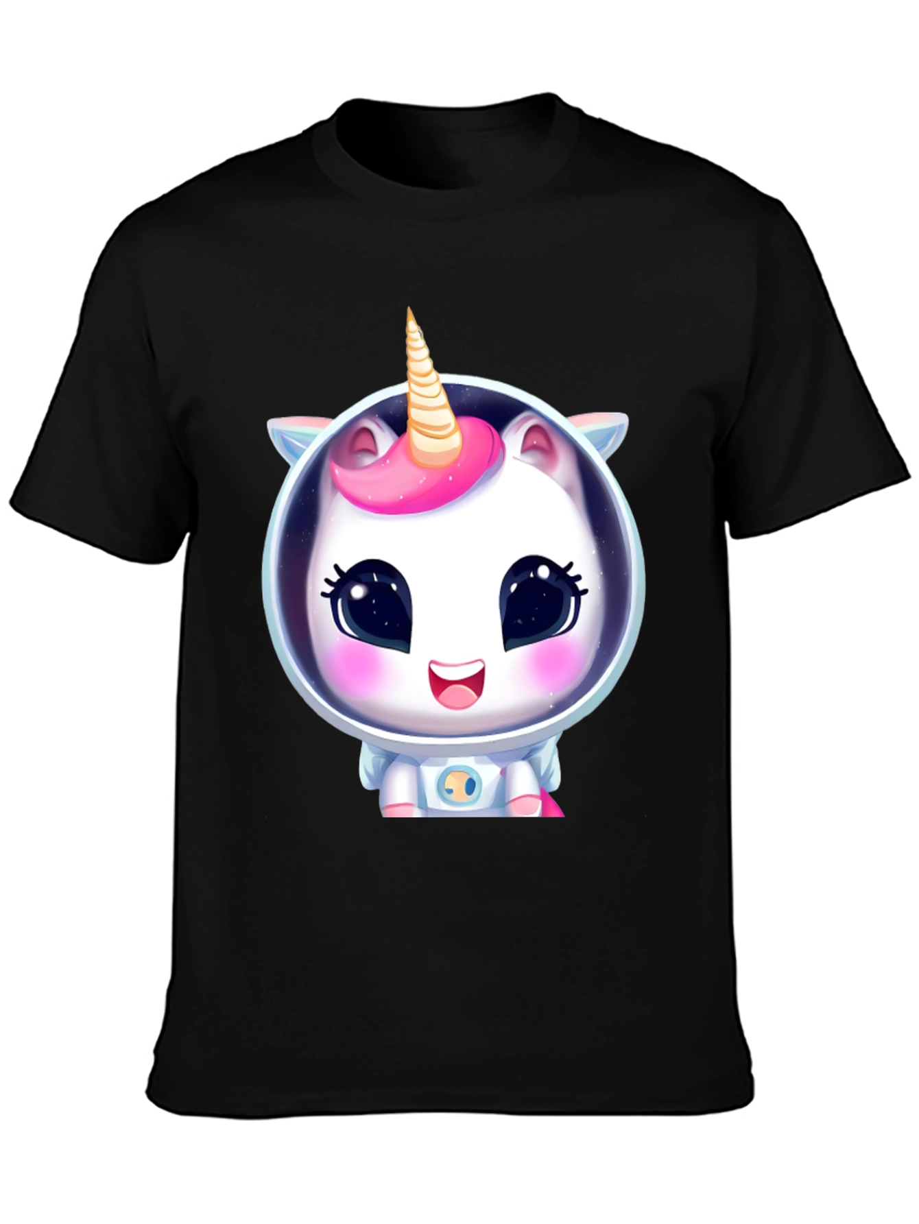 Unicorn Astronaut Black T-Shirt - Cute Space Adventure