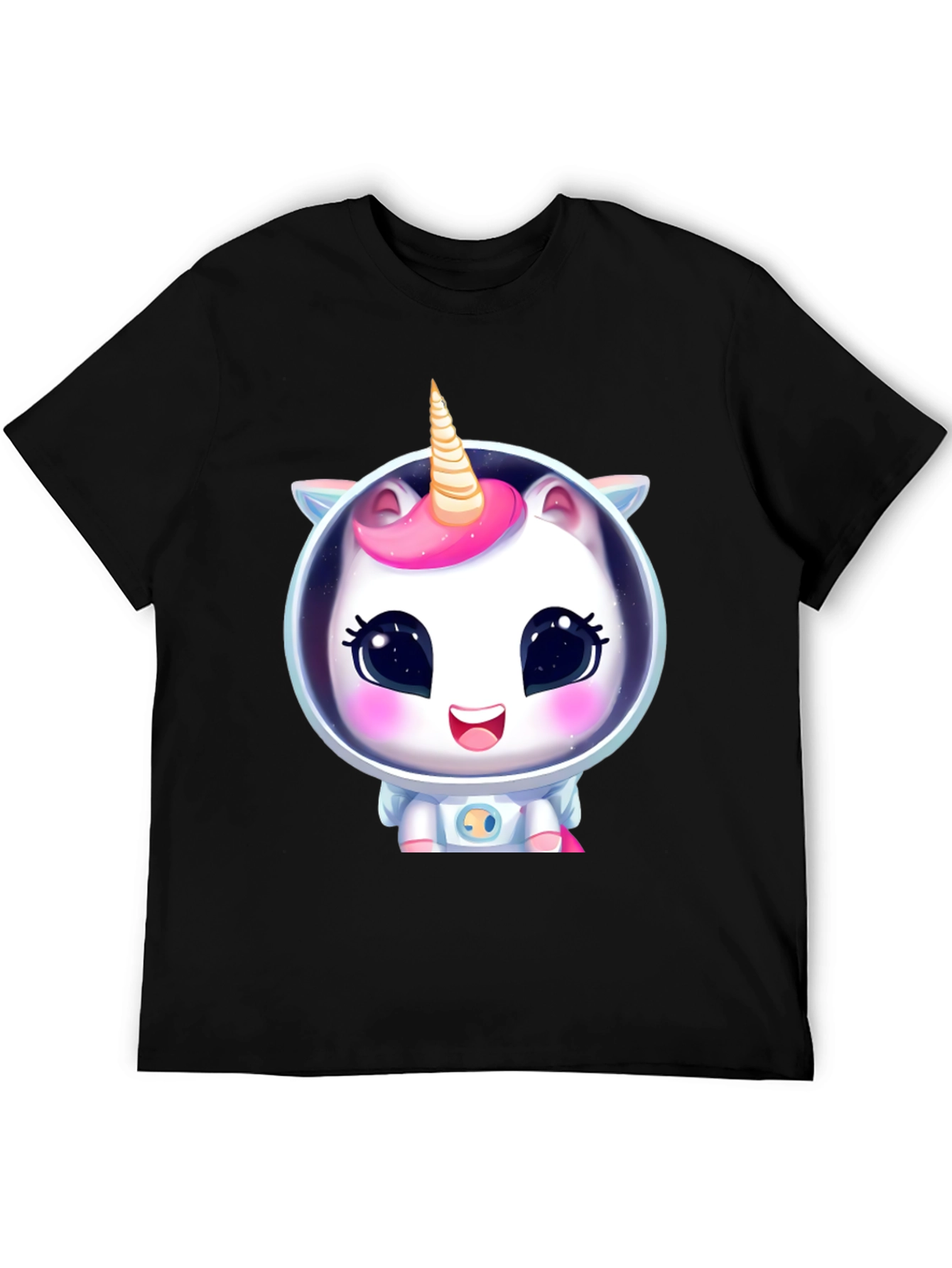 Unicorn Astronaut Black T-Shirt - Cute Space Adventure