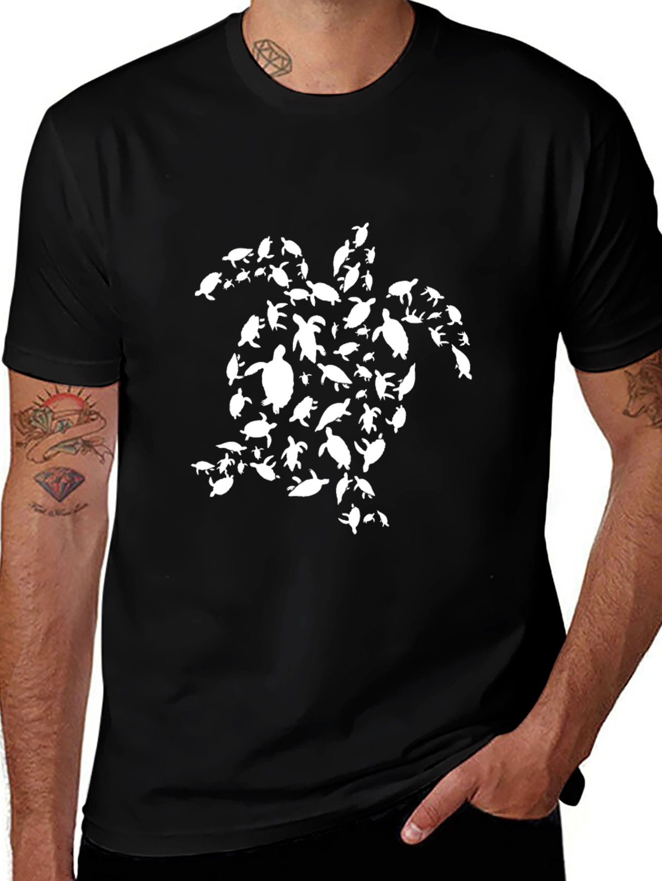 Turtle Silhouette Graphic Tee - Black