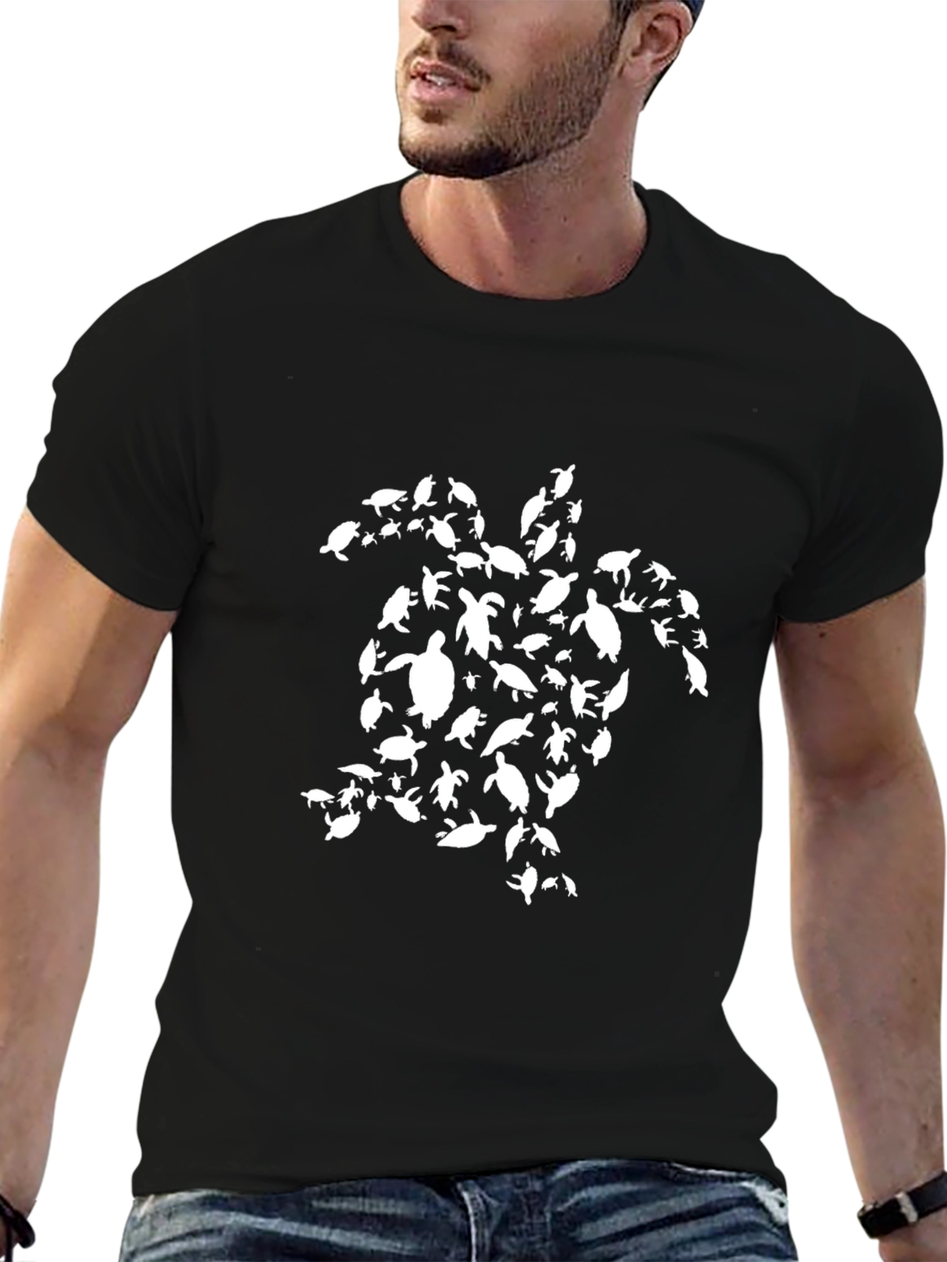 Turtle Silhouette Graphic Tee - Black
