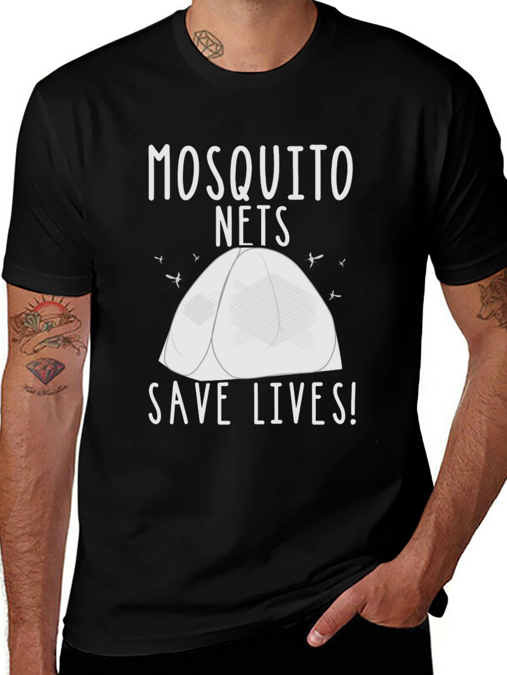 Mosquito Net Save Lives T-Shirt - Black