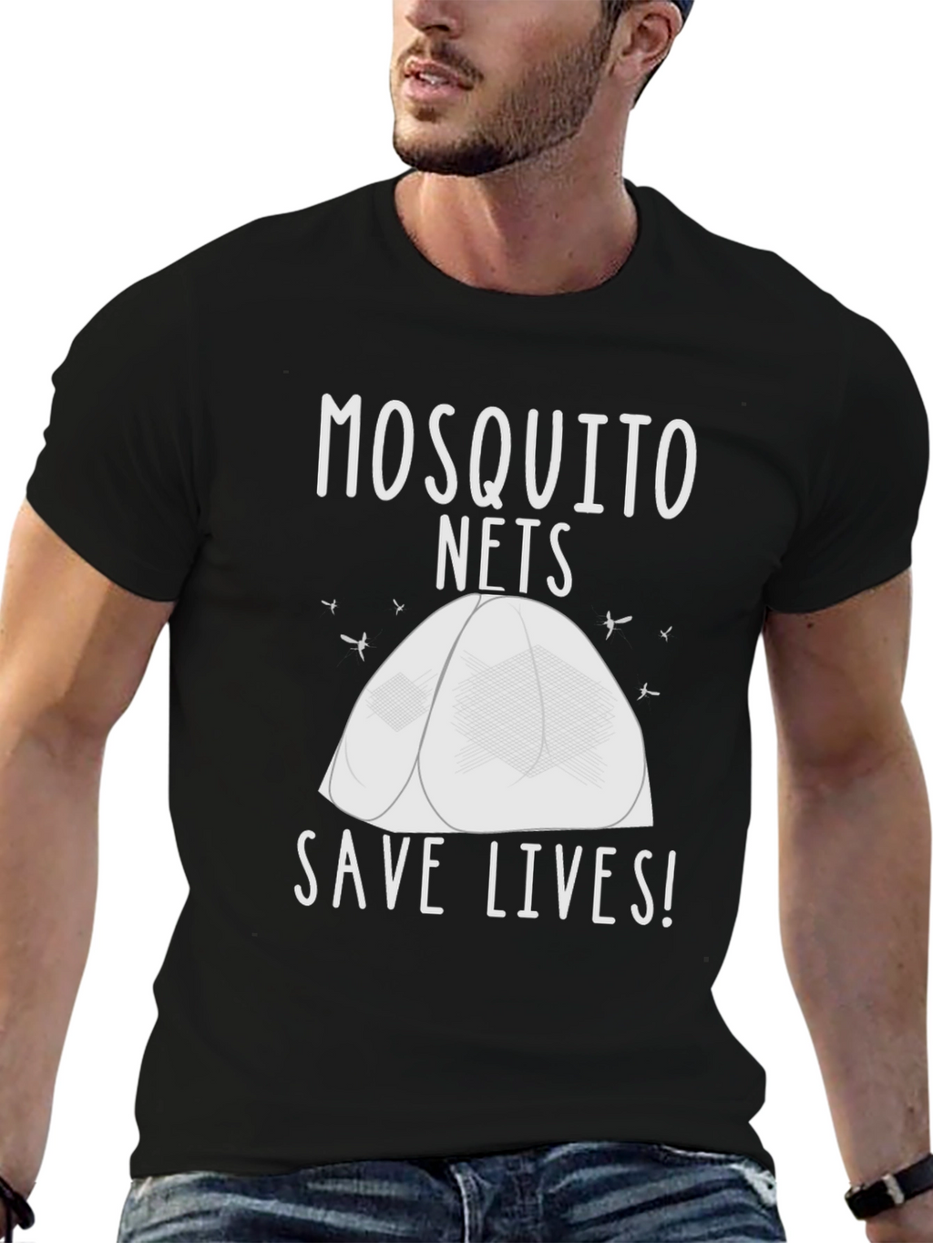 Mosquito Net Save Lives T-Shirt - Black