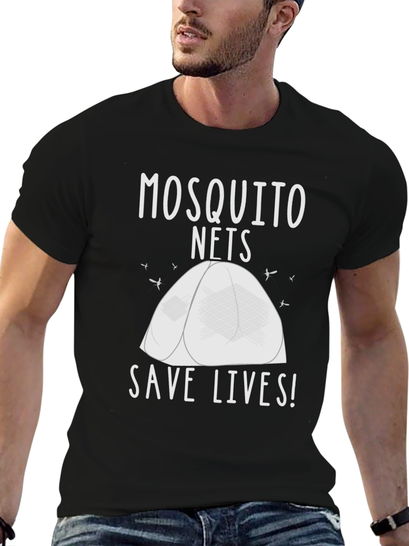 Mosquito Net Save Lives T-Shirt - Black