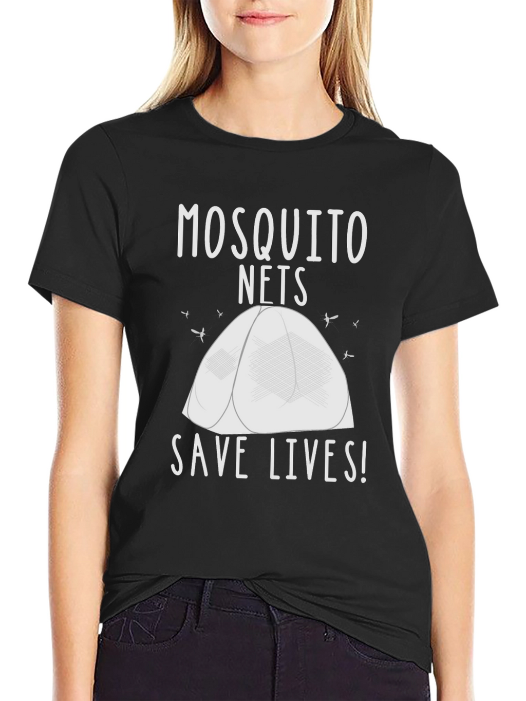 Mosquito Net Save Lives T-Shirt - Black