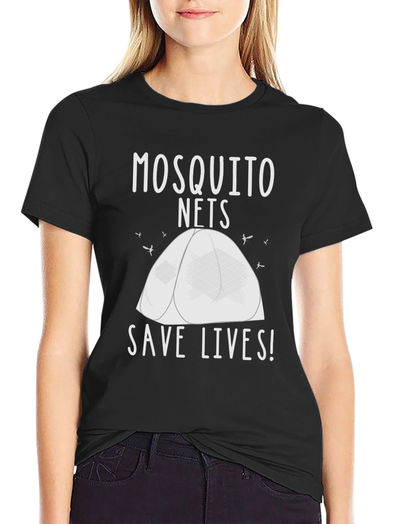 Mosquito Net Save Lives T-Shirt - Black