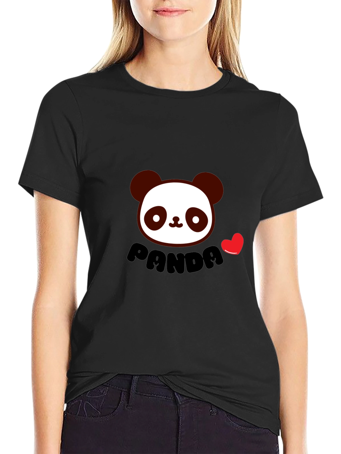 Panda Love Graphic Tee - Black Short Sleeve T-Shirt