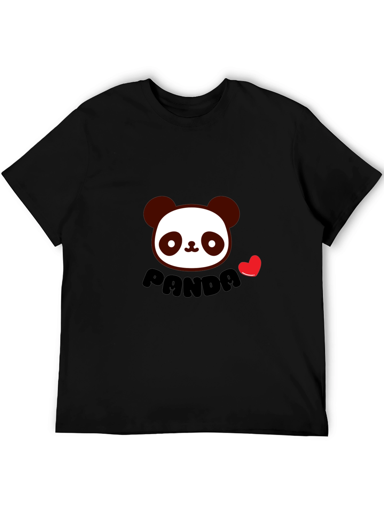 Panda Love Graphic Tee - Black Short Sleeve T-Shirt
