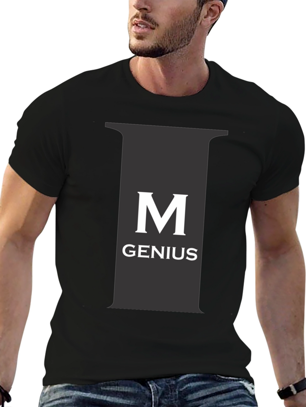 Genius Black Tee - M Letter Graphic