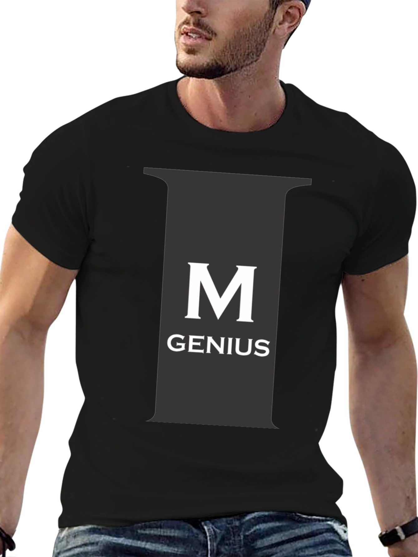 Genius Black Tee - M Letter Graphic