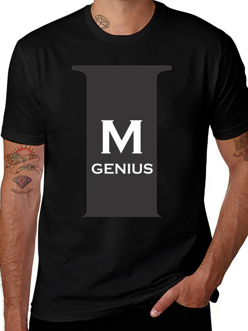 Genius Black Tee - M Letter Graphic