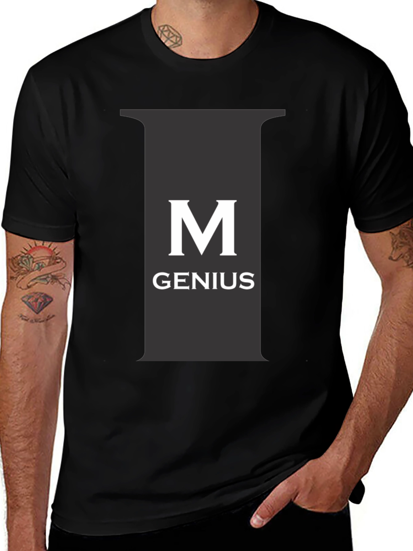 Genius Black Tee - M Letter Graphic