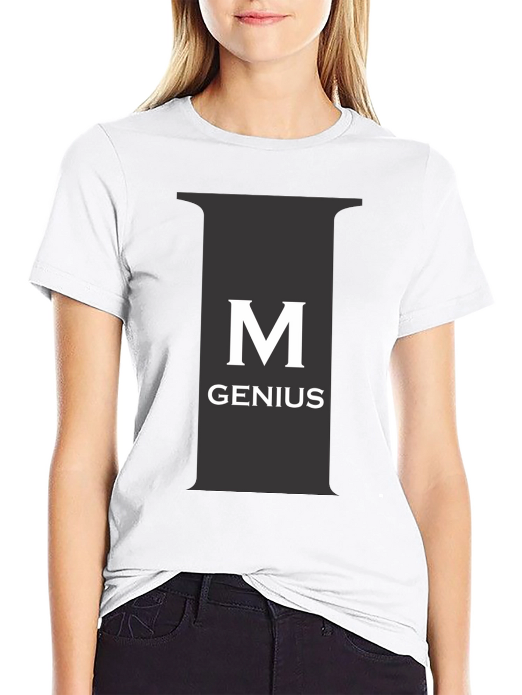 Genius Black Tee - M Letter Graphic