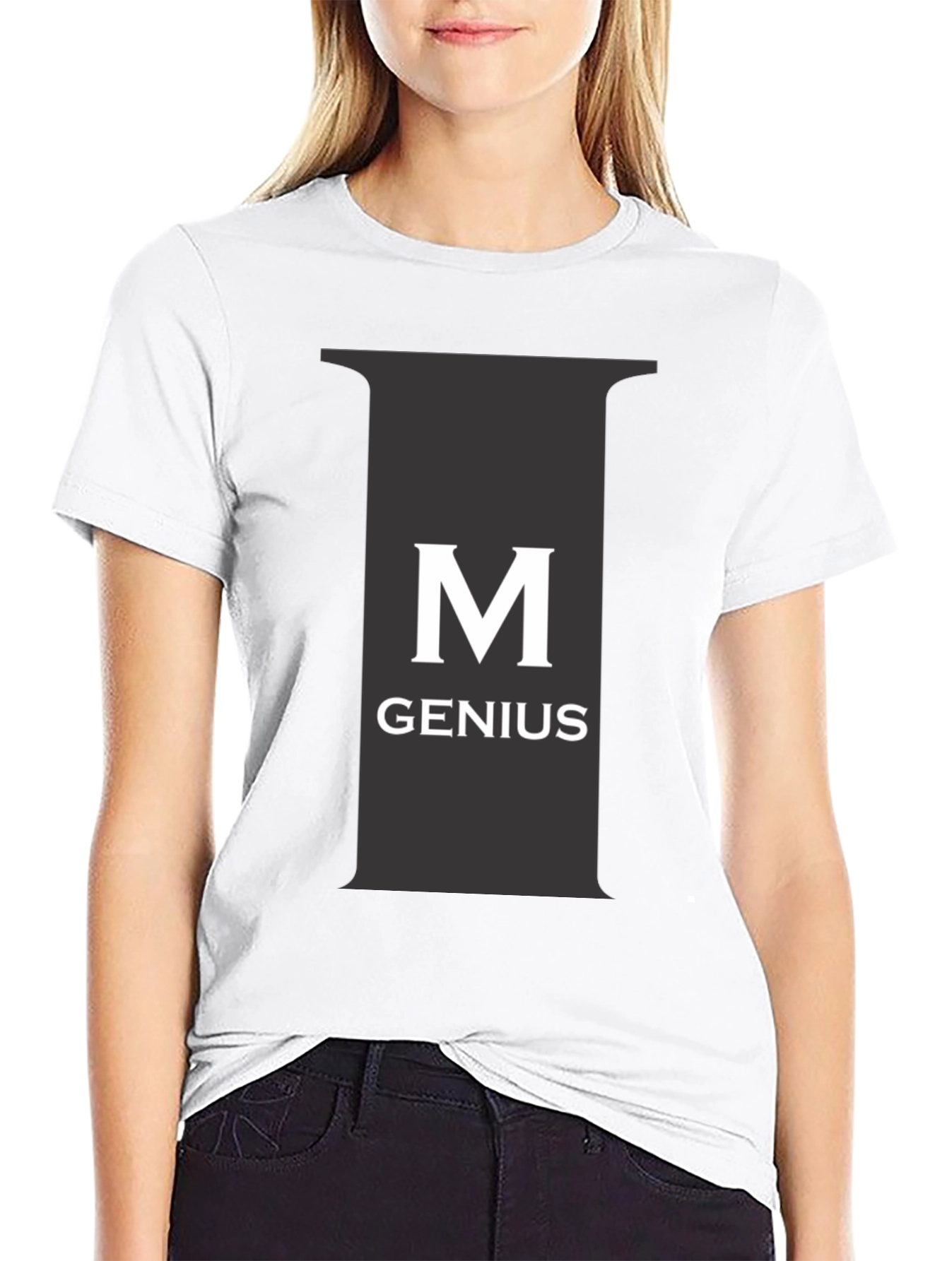 Genius Black Tee - M Letter Graphic