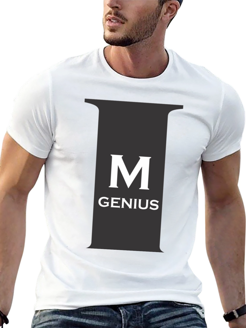 Genius Black Tee - M Letter Graphic