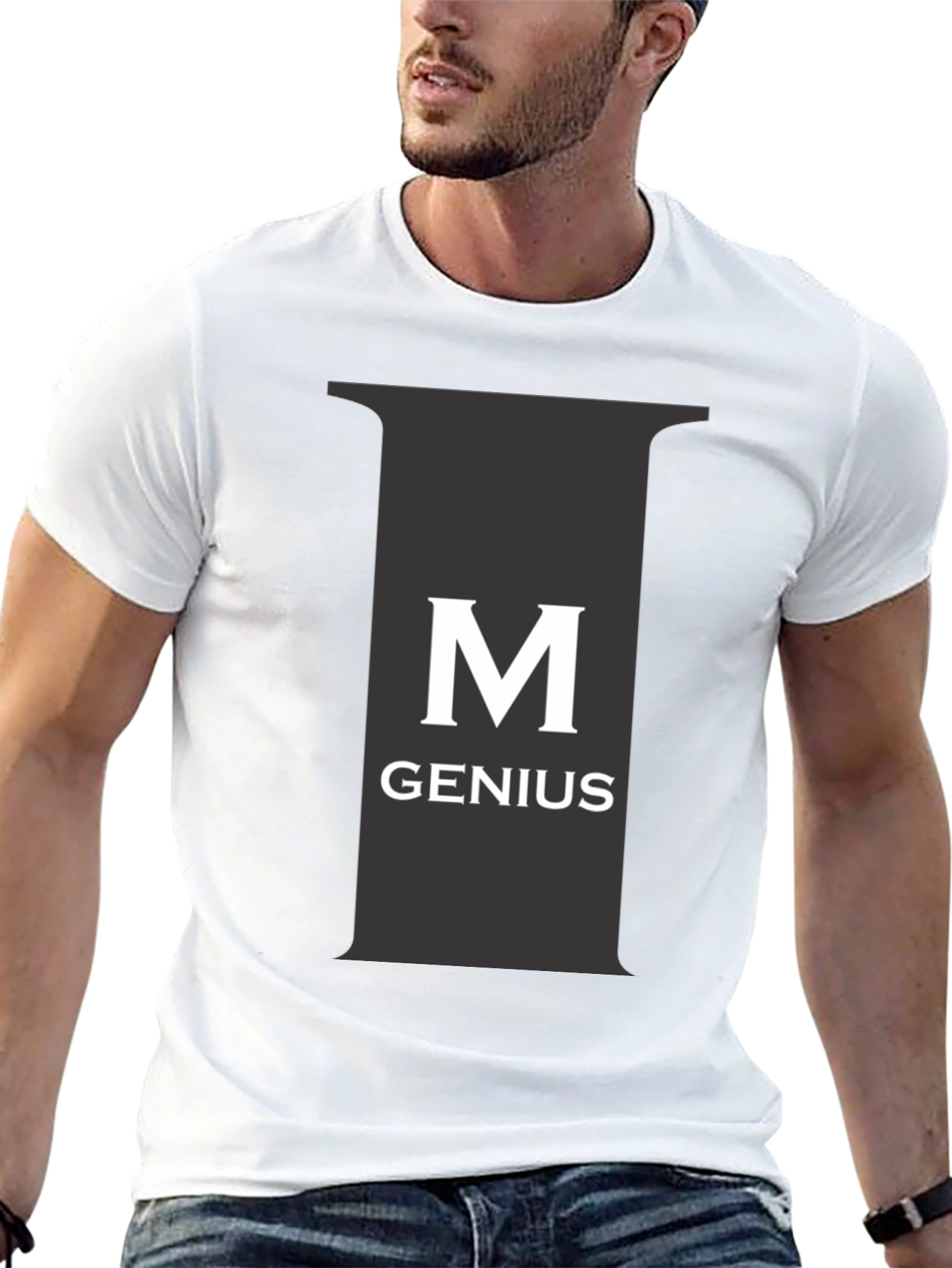 Genius Black Tee - M Letter Graphic